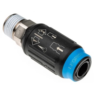 Legris Reinforced Polymer Pneumatic Quick Connect Coupling 1/2 in Male R Male Body BSP Taper and NPT 9405U06 21