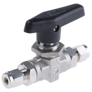 Parker Stainless Steel Compression Ball Valve 1/4 in, Polychlorotrifluoroethylene Seal 4A-B6LJ2-SSP