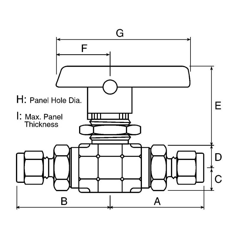 Parker Stainless Steel Compression Ball Valve 1/4 in, Polychlorotrifluoroethylene Seal 4A-B6LJ2-SSP