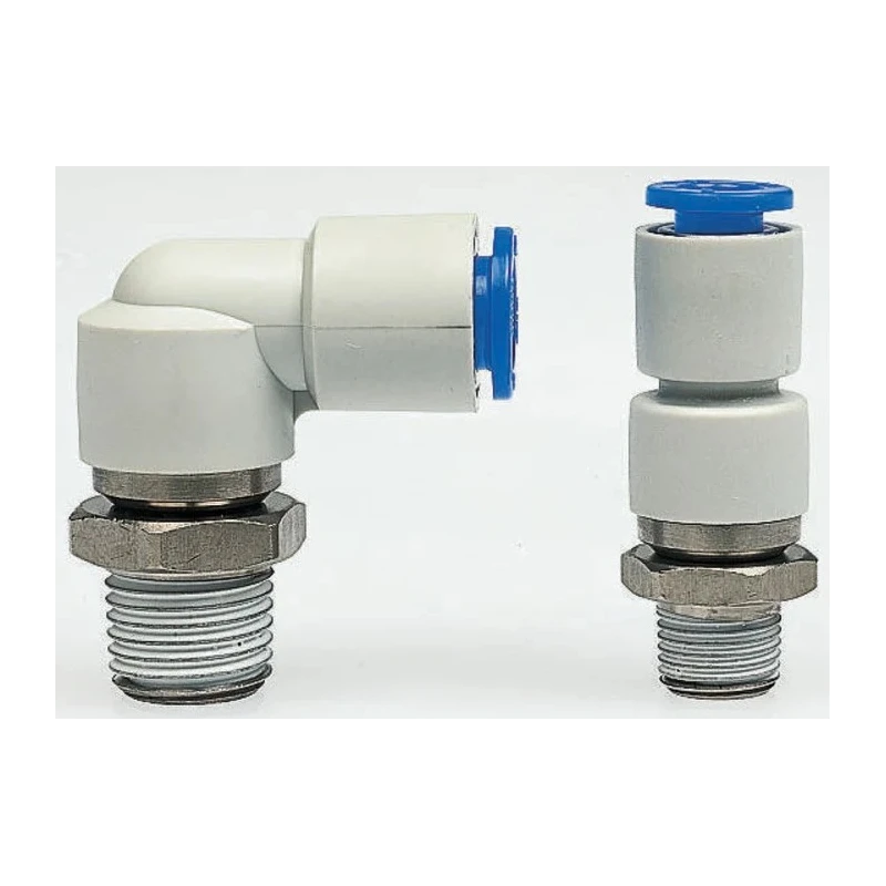 SMC KS Series Nickel Plated Brass Pneumatic Fitting R 1/4 in Threaded-to-Tube, 8mm Push-in KSH08-02S