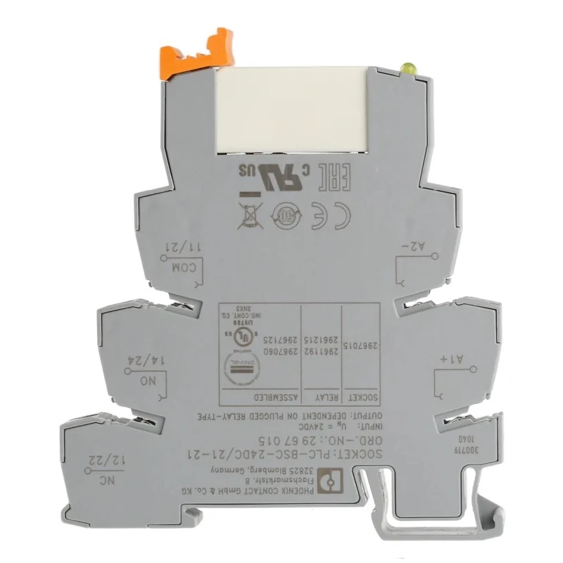 Phoenix Contact Electromechanical Interface Relay, DIN Rail Mount, 24V DC Coil, DPDT, 18mA Coil Current, Model 2967060