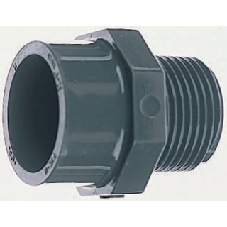Georg Fischer Plastic Pipe Fitting Straight Threaded Adapter Male 3/4 in PVC-U 10 bar 44mm 721910707