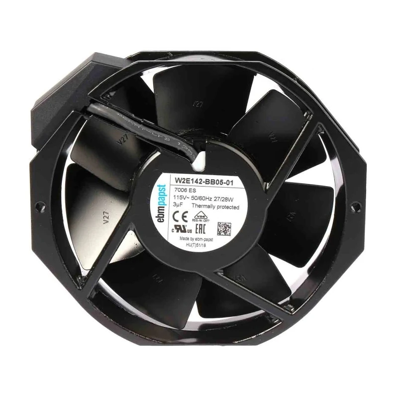 ebm-papst W2E142 Series Ball Bearing Square Frame Axial Fan 115V AC 28W 330 m³/h IP22 150x172x38 mm 