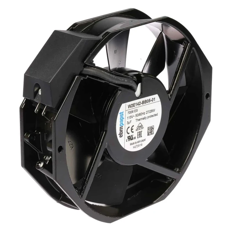 ebm-papst W2E142 Series Ball Bearing Square Frame Axial Fan 115V AC 28W 330 m³/h IP22 150x172x38 mm 