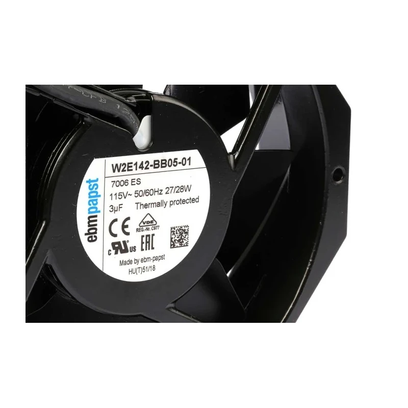 ebm-papst W2E142 Series Ball Bearing Square Frame Axial Fan 115V AC 28W 330 m³/h IP22 150x172x38 mm 