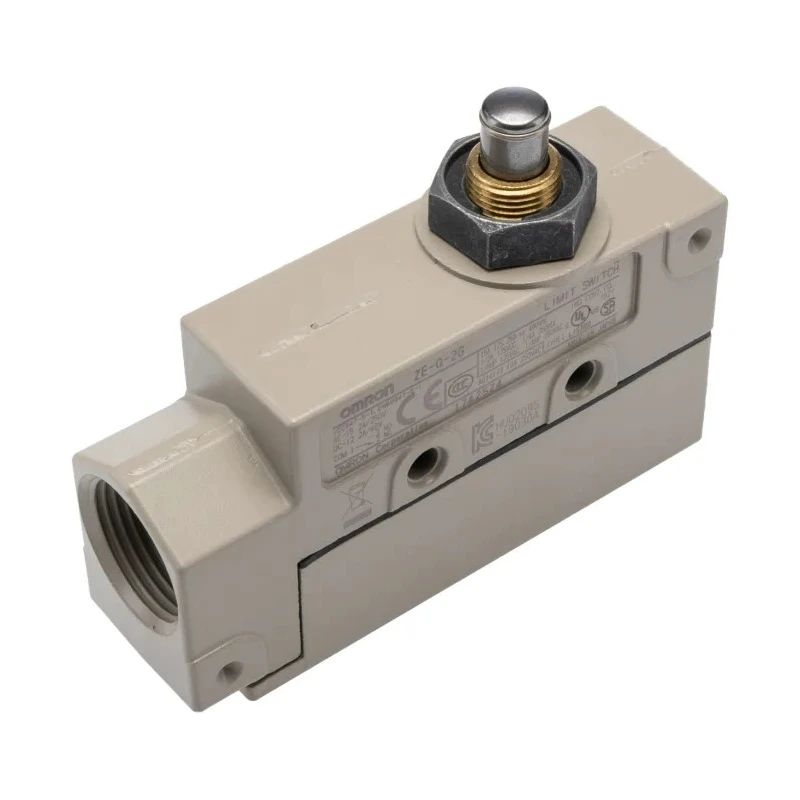 Omron ZE Series Plunger Limit Switch, SPDT Contact Configuration, IP65, Rugged Die Cast Case Housing, 480V AC, 15A 