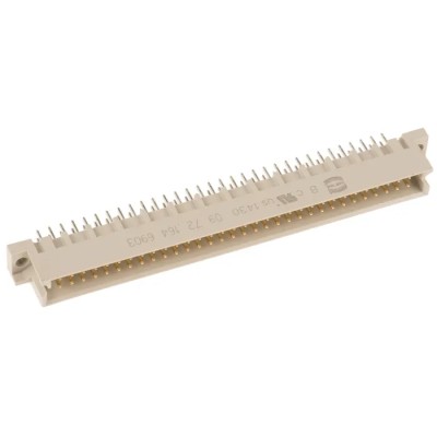 HARTING DIN 41612 Connector 64 Way 2.54 mm Pitch, Type Through Hole, Type C/2, Solder Class C2, 2 Row Male 09721646903