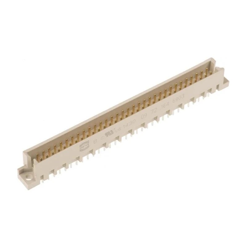 HARTING DIN 41612 Connector 64 Way 2.54 mm Pitch, Type Through Hole, Type C/2, Solder Class C2, 2 Row Male 09721646903