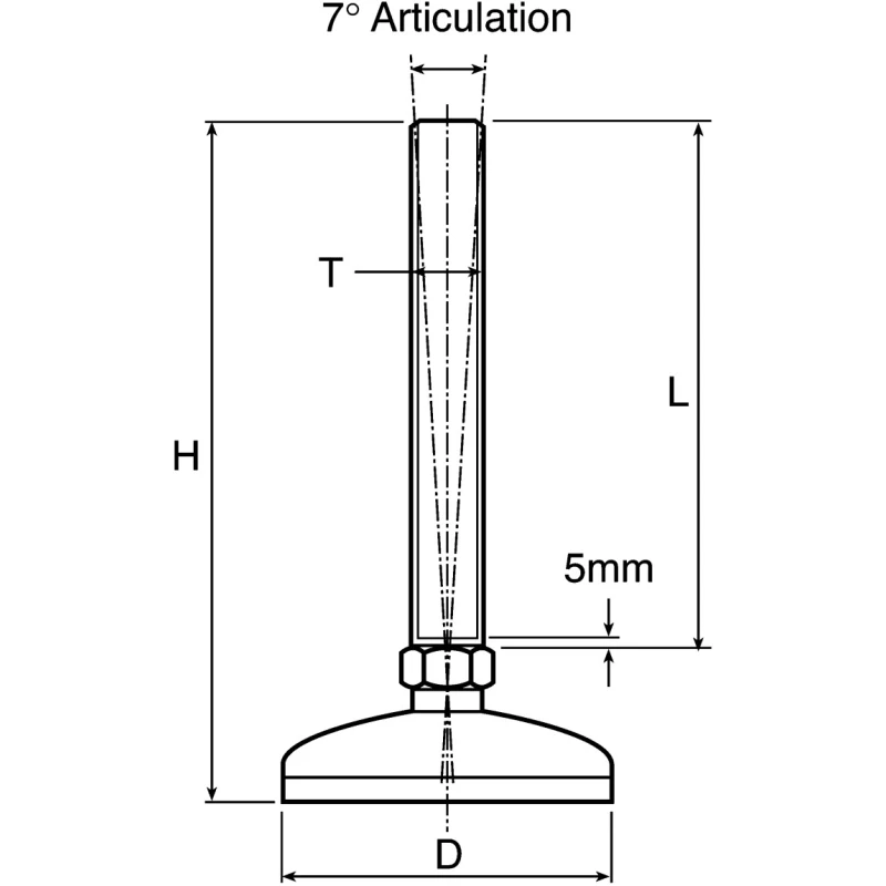Nu-Tech Engineering M16 75 mm Diameter Adjustable Foot Stainless Steel 750 kg Static Load Capacity 3.5° Tilt Angle A105/019