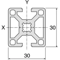 Bosch Rexroth Silver Aluminium Strut Profile 30 x 30 mm 8 mm Groove 2 m Length Series MGE 13.2 3842992399/2000