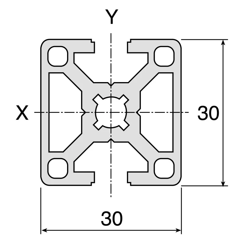 Bosch Rexroth Silver Aluminium Strut Profile 30 x 30 mm 8 mm Groove 2 m Length Series MGE 13.2 3842992399/2000