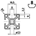 Bosch Rexroth Silver Aluminium Strut Profile 30 x 30 mm 8 mm Groove 2 m Length Series MGE 13.2 3842992399/2000
