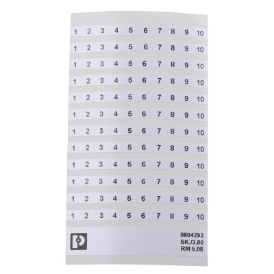 Phoenix Contact Polyester Marker Label for Use with Terminal Block 5.08mm Pitch 0804293:0001