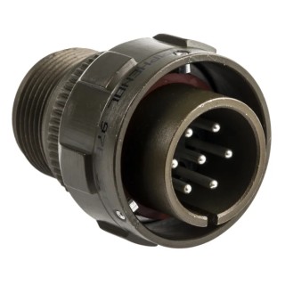 Amphenol Limited MIL Spec Circular Connector 7 Contacts Male 500V AC Brass Straight Olive Shell Size 16S 97B-3106A-16S-1P-HD