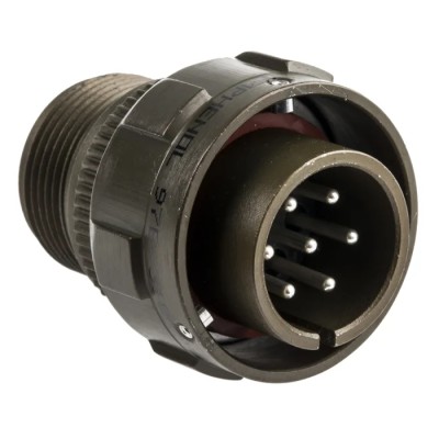 Amphenol Limited MIL Spec Circular Connector 7 Contacts Male 500V AC Brass Straight Olive Shell Size 16S 97B-3106A-16S-1P-HD