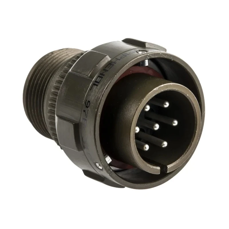Amphenol Limited MIL Spec Circular Connector 7 Contacts Male 500V AC Brass Straight Olive Shell Size 16S 97B-3106A-16S-1P-HD