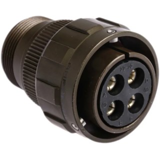 Amphenol Limited MIL Spec Circular Connector Brass Straight 4 Way Cable Connector 500V 46A Shell Size 22 97B-3106A-22-22S-HD