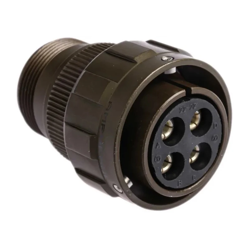 Amphenol Limited MIL Spec Circular Connector Brass Straight 4 Way Cable Connector 500V 46A Shell Size 22 97B-3106A-22-22S-HD