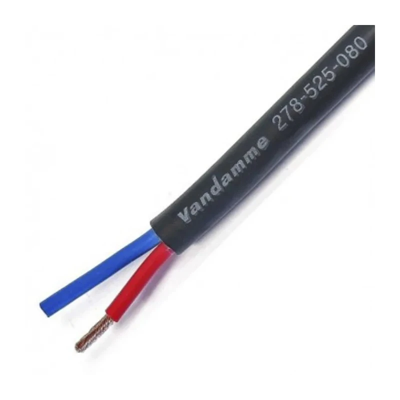 Van Damme 2 Core Audio Cable, Grey, 100 m, Stranded Oxygen-Free Copper Conductor, Low Smoke Zero Halogen Jacket 278-525-080