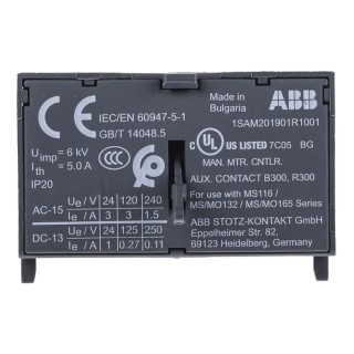 ABB Auxiliary Contact 2 Contact 1 NO/1 NC Front Mount 16 A 220 V DC 230 V AC HKF1-11