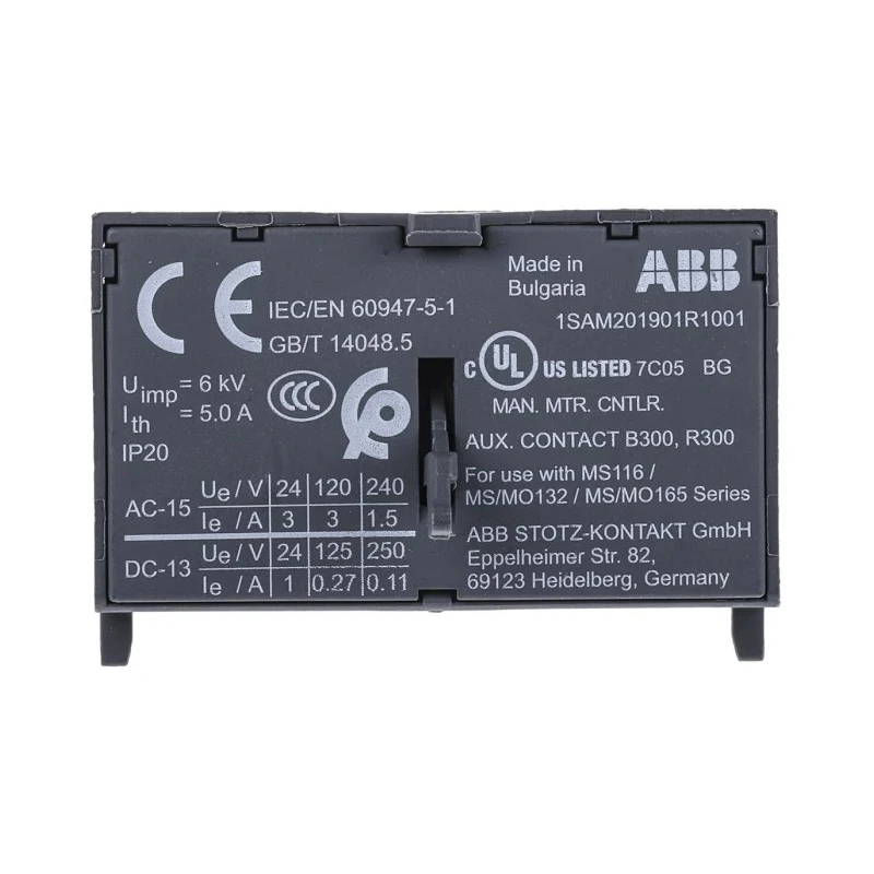 ABB Auxiliary Contact 2 Contact 1 NO/1 NC Front Mount 16 A 220 V DC 230 V AC HKF1-11