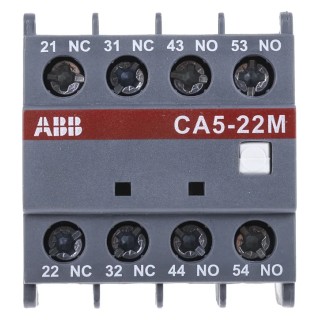 ABB Auxiliary Contact 4 Contact 2 NC/2 NO CA5 Front Mount Screw Terminals 6 A 24 V dc 230 V ac 1SBN010040R1122 - CA5-22M