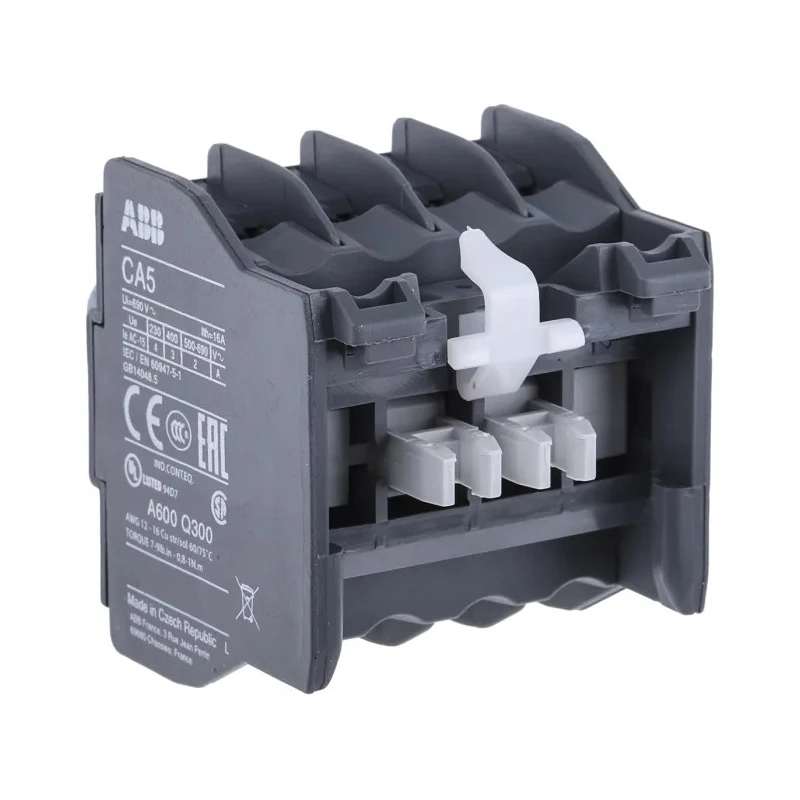 ABB Auxiliary Contact 4 Contact 2 NC/2 NO CA5 Front Mount Screw Terminals 6 A 24 V dc 230 V ac 1SBN010040R1122 - CA5-22M