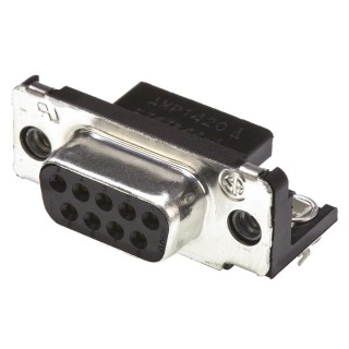 TE Connectivity AMPLIMITE HD-20 9 Way Right Angle 2.74 mm Pitch Through Hole D-Sub Connector 5747844-4