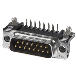 TE Connectivity AMPLIMITE HD-20 15 Way Right Angle 2.74 mm Pitch Through Hole D-Sub Connector with 4 to 40 UNC 5747841-4