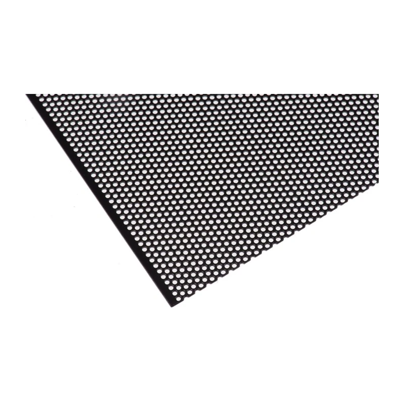 RS PRO Perforated Mild Steel Metal Sheet 500 mm x 500 mm, 0.7 mm Thick, Black Powder Coated 447-5284