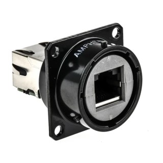 Amphenol Socapex RJF Series RJ45 Connector Female Panel Mount Cat5e Shielded Straight 1 Port 8 Way RJ45