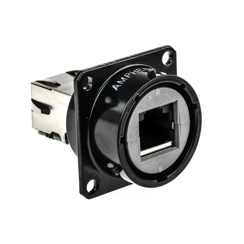 Amphenol Socapex RJF Series RJ45 Connector Female Panel Mount Cat5e Shielded Straight 1 Port 8 Way RJ45