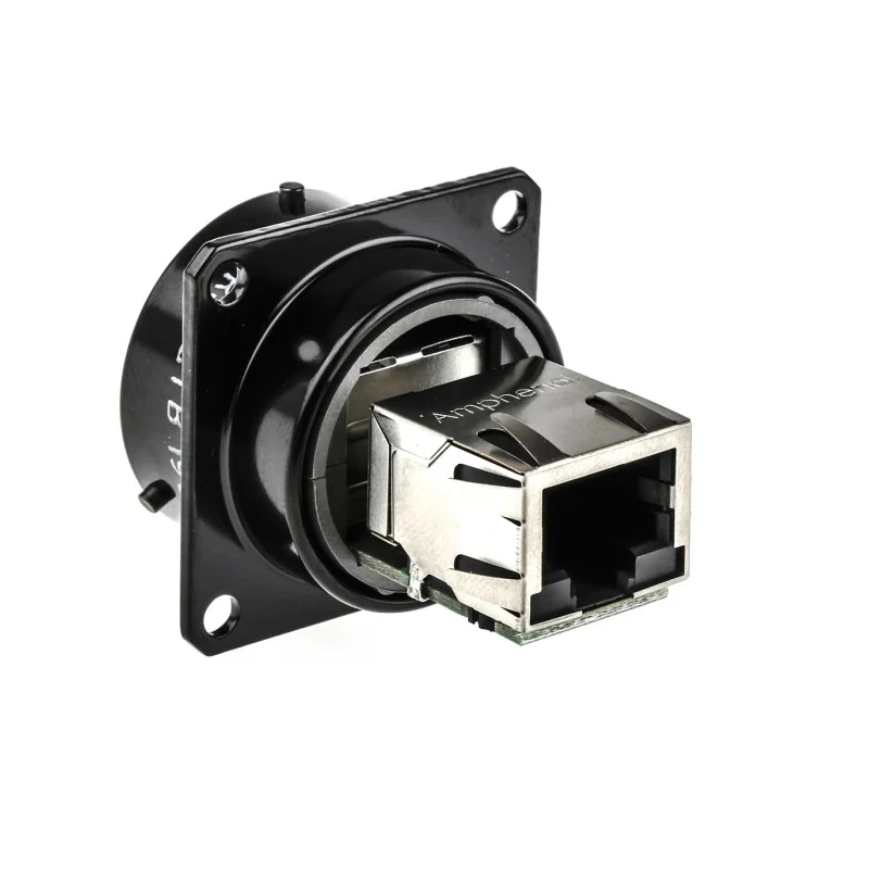 Amphenol Socapex RJF Series RJ45 Connector Female Panel Mount Cat5e Shielded Straight 1 Port 8 Way RJ45