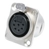 Neutrik Panel XLR Connector, Straight Orientation, 7 Contacts, Female, 50V, Silver over Nickel Plating NC7FD-L-1