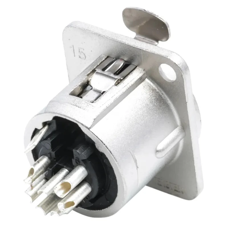 Neutrik Panel XLR Connector, Straight Orientation, 7 Contacts, Female, 50V, Silver over Nickel Plating NC7FD-L-1