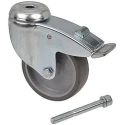 Tente Swivel Castor, 80 kg Load Capacity, 100 mm Rubber Wheel, Plain Bore Hub, Polypropylene Hub 2477PJO100P30CHC10X90