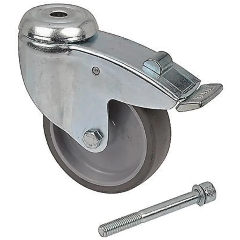 Tente Swivel Castor, 80 kg Load Capacity, 100 mm Rubber Wheel, Plain Bore Hub, Polypropylene Hub 2477PJO100P30CHC10X90