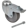 Tente Swivel Castor, 80 kg Load Capacity, 100 mm Rubber Wheel, Plain Bore Hub, Polypropylene Hub 2477PJO100P30CHC10X90