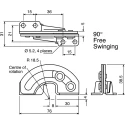 Southco Zinc Plated Stainless Steel Concealed Hinge with Fixed Pin, 38.5 mm x 76 mm x 5 mm R6-22-23