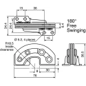 Southco Zinc Plated Stainless Steel Concealed Hinge with Fixed Pin, 38.5 mm x 76 mm x 5 mm R6-22-23