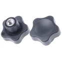 Elesa Black Fibreglass Reinforced Polyamide Technopolymer Multiple Lobes Clamping Knob Threaded Hole 32 mm Diameter 166226