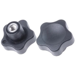 Elesa Black Fibreglass Reinforced Polyamide Technopolymer Multiple Lobes Clamping Knob Threaded Hole 32 mm Diameter 166226
