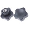 Elesa Black Fibreglass Reinforced Polyamide Technopolymer Multiple Lobes Clamping Knob Threaded Hole 32 mm Diameter 166226