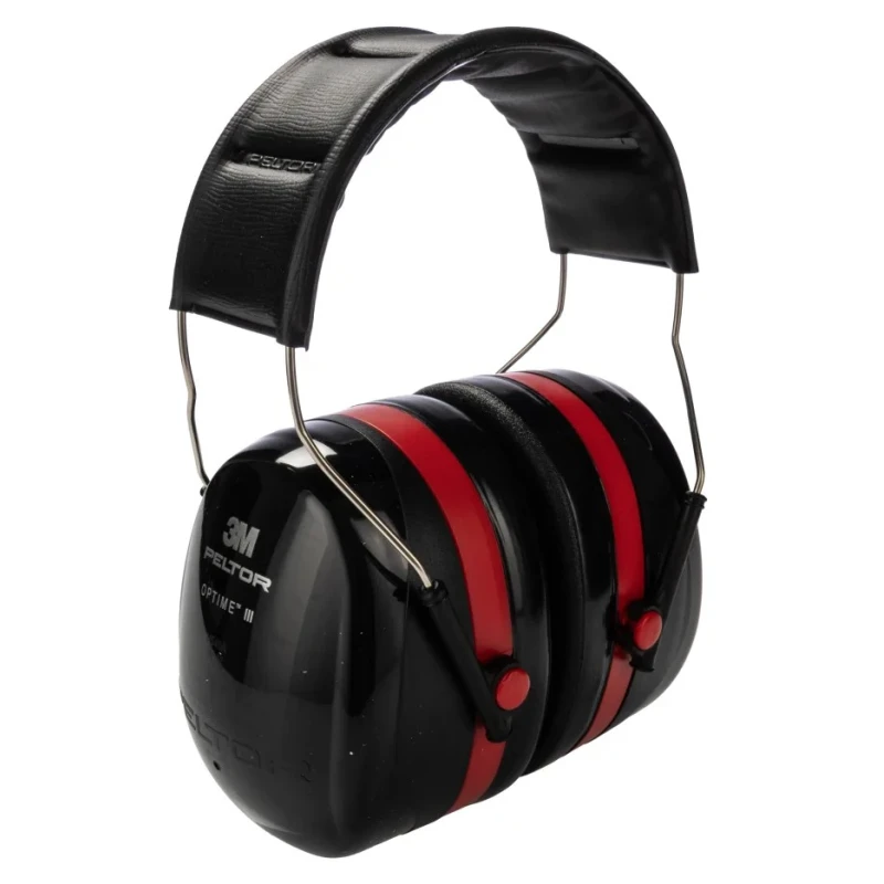 3M PELTOR Optime III Ear Defender with Headband, 34 dB, Black Red H540A-411