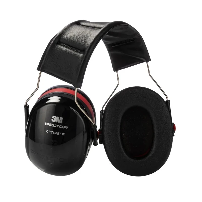 3M PELTOR Optime III Ear Defender with Headband, 34 dB, Black Red H540A-411