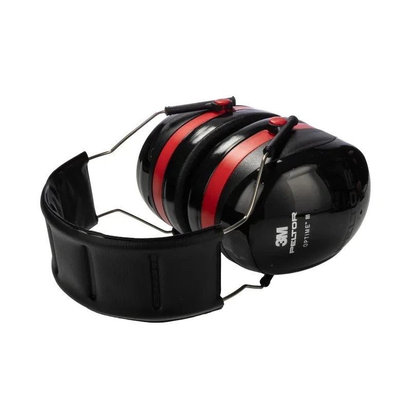 3M PELTOR Optime III Ear Defender with Headband, 34 dB, Black Red H540A-411