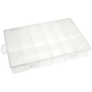 RS PRO 18 Cell Transparent Polypropylene Compartment Box, 40 mm Height x 280 mm Width x 180 mm Depth 450-3446
