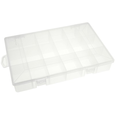 RS PRO 18 Cell Transparent Polypropylene Compartment Box, 40 mm Height x 280 mm Width x 180 mm Depth 450-3446
