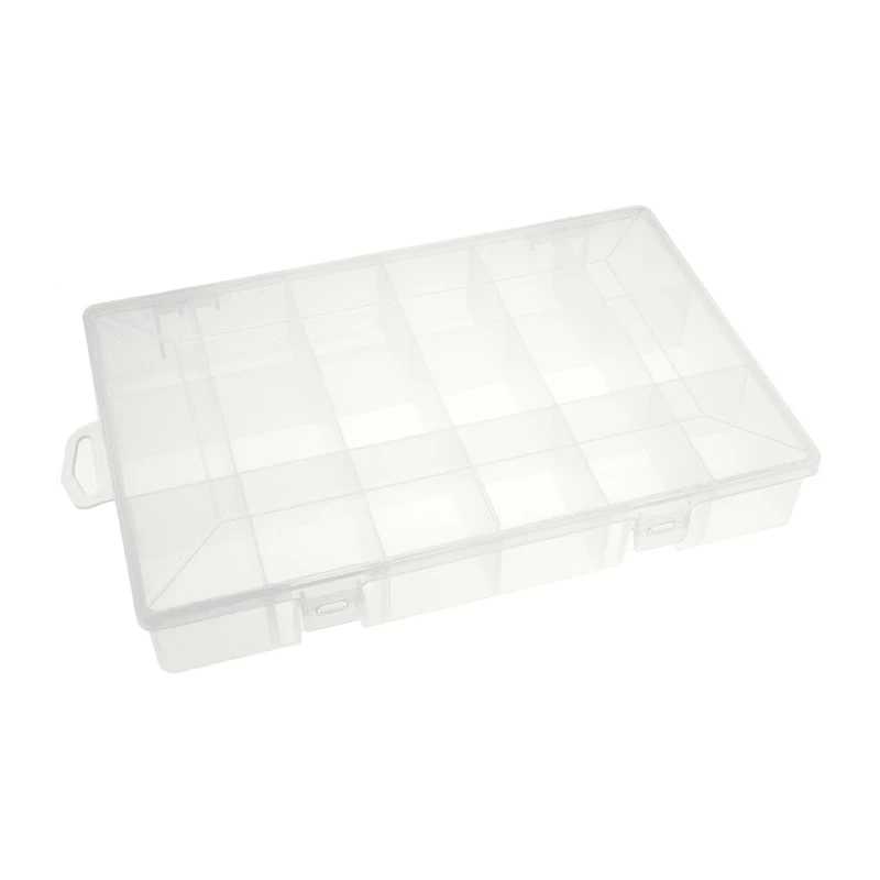 RS PRO 18 Cell Transparent Polypropylene Compartment Box, 40 mm Height x 280 mm Width x 180 mm Depth 450-3446