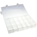 RS PRO 18 Cell Transparent Polypropylene Compartment Box, 40 mm Height x 280 mm Width x 180 mm Depth 450-3446